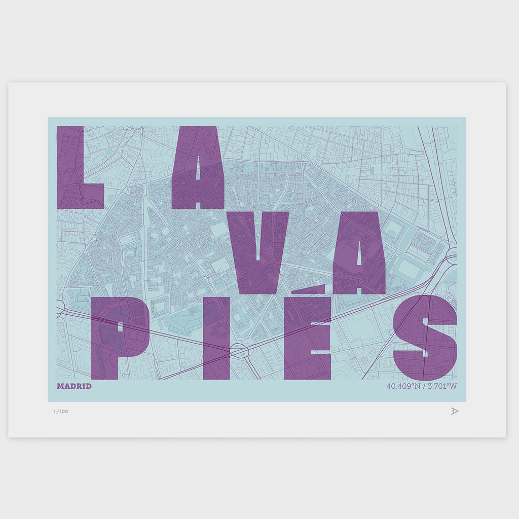 Lámina tipográfica de Lavapiés – diseño Revoltosa, sin marco sobre papel
