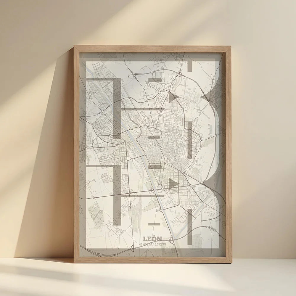 Leon art poster with geometric typography - Custom decoration