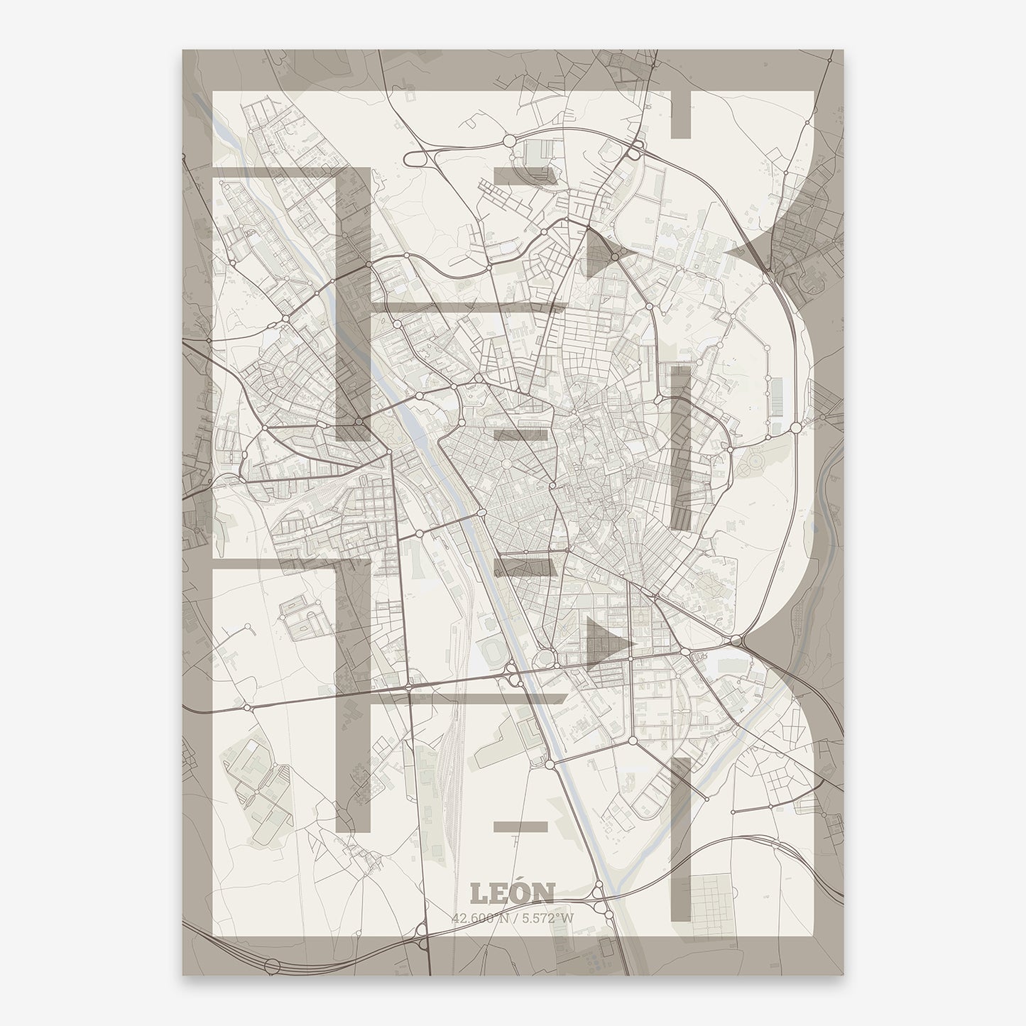 Leon Map V03 Rustic / Frame / Yes