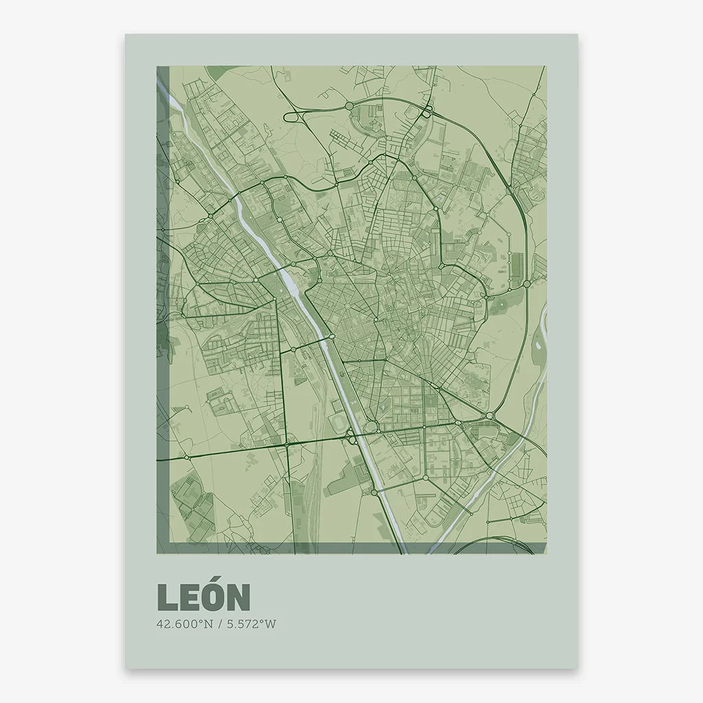 Poster of Leon composed with letters in extra light font printed on two green tones