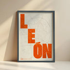 Creative print of Leon – Graphic design and typography on a map