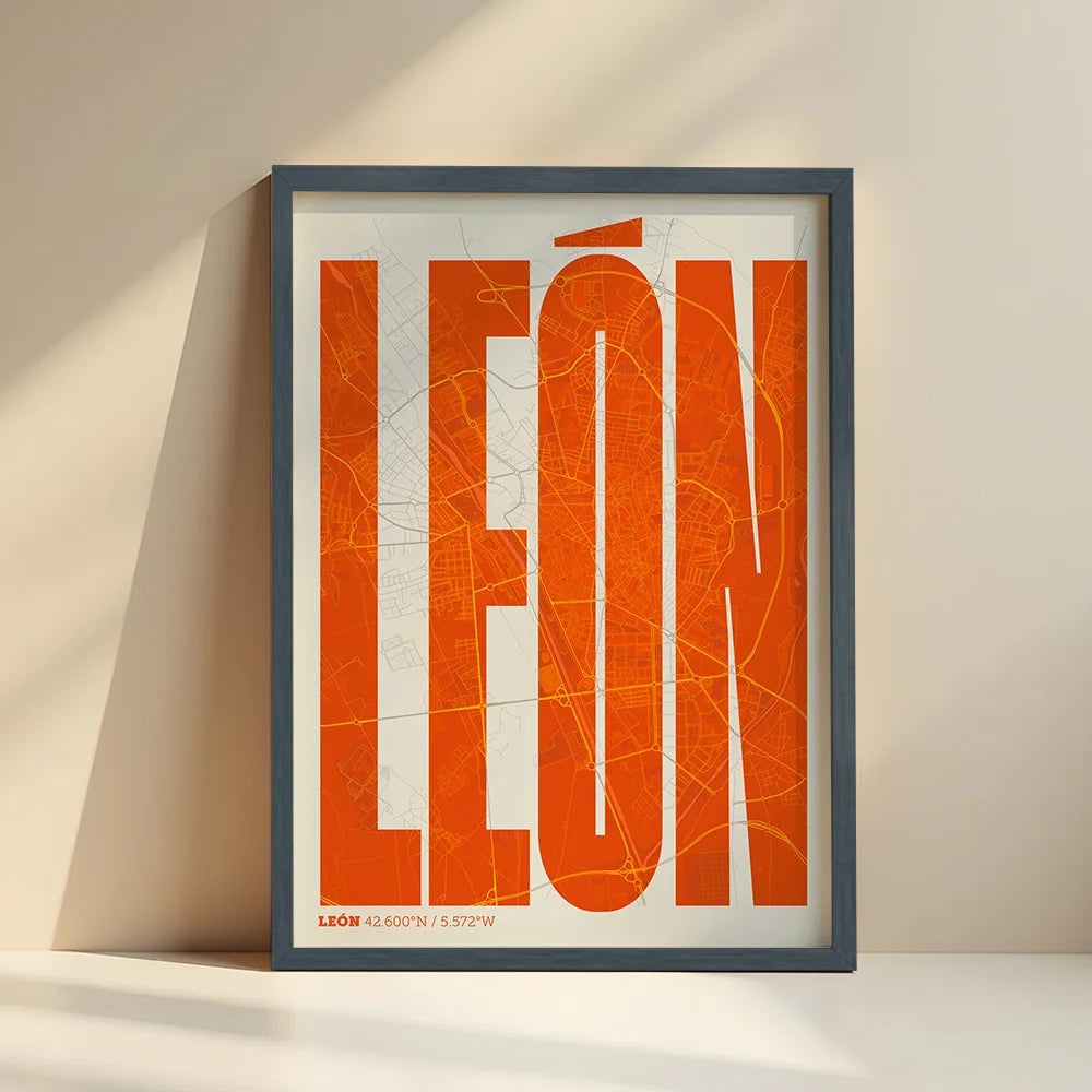 Graphic souvenir of León – Contemporary typographic print