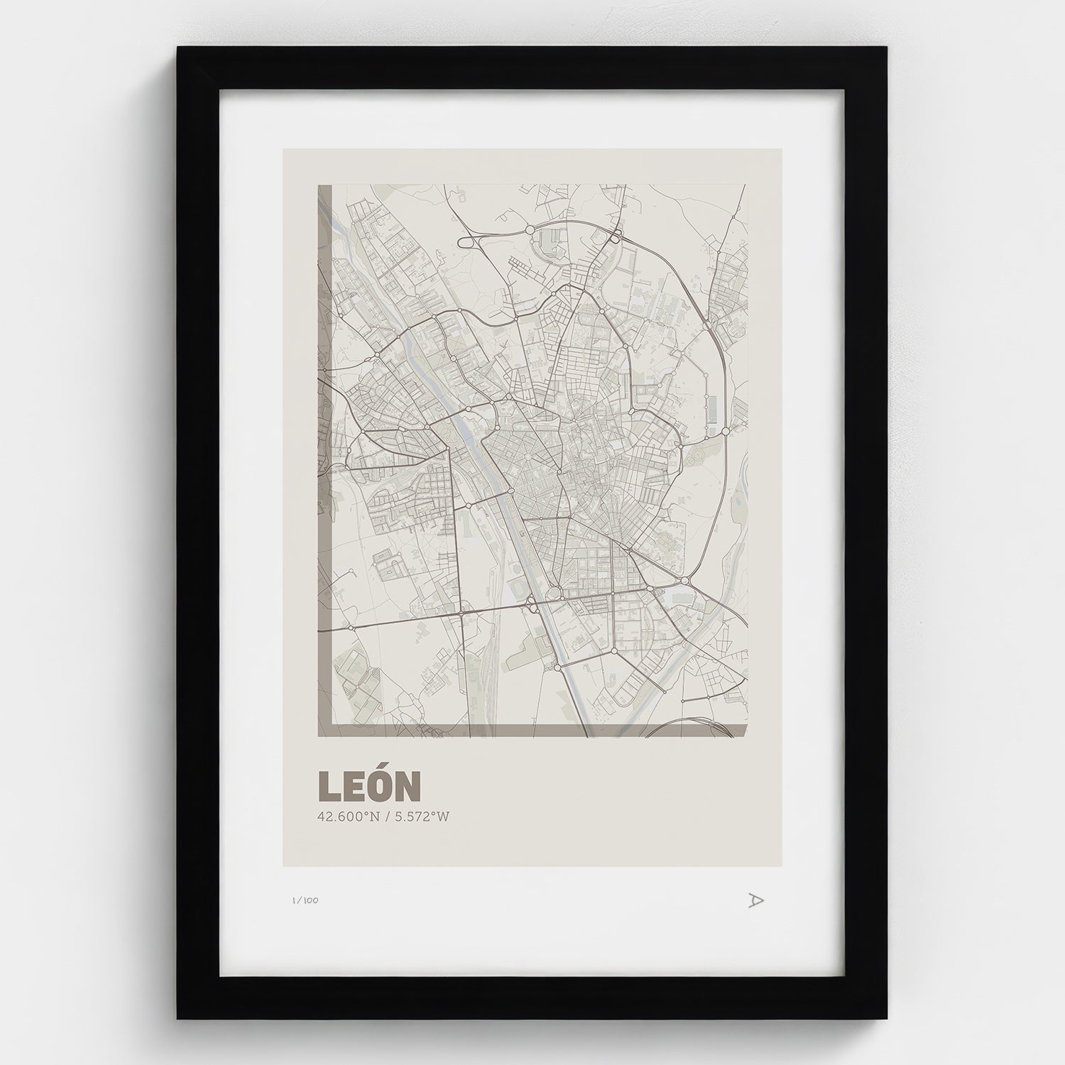 Lámina tipográfica de Leon – diseño Ultrafina, marco negro
