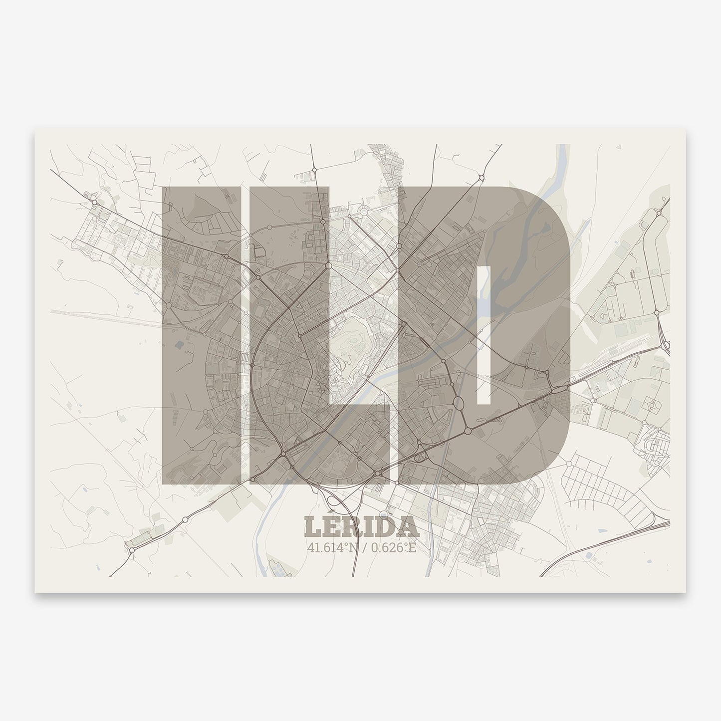 Lerida Map V02 Rustic / No Frame / No