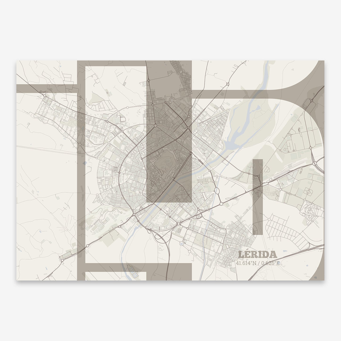 Lerida Map V03 Rustic / Frame / Yes