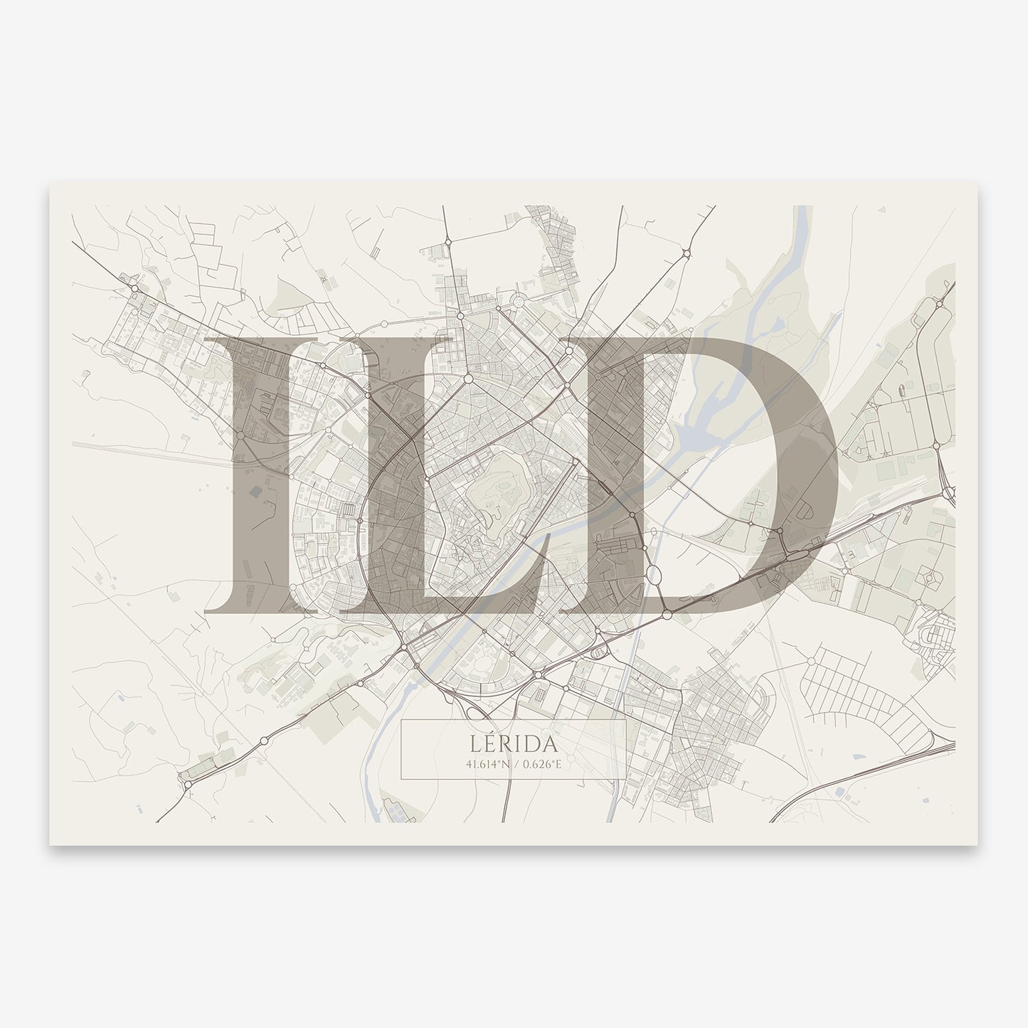 Lerida Map V06 Rustic / Frame / Yes