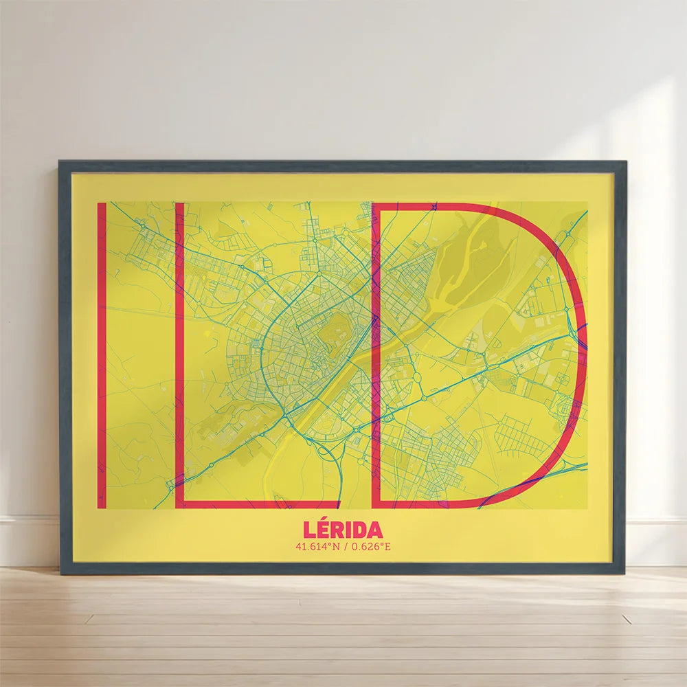 Póster decorativo de Lleida – Arte tipográfico ultrafino