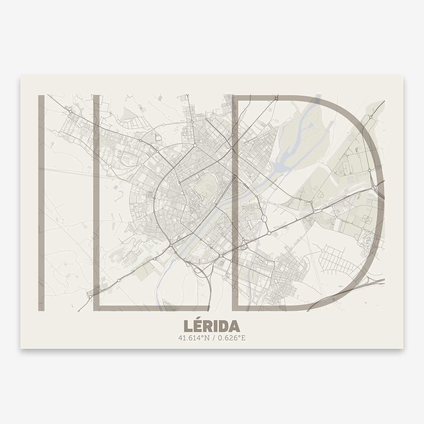 Lerida Map V07 Rustic / No Frame / No