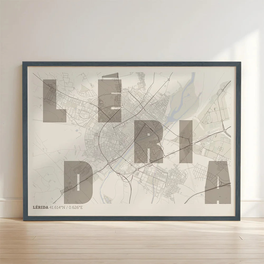 Creative print of Lerida – Graphic design and typography on a map