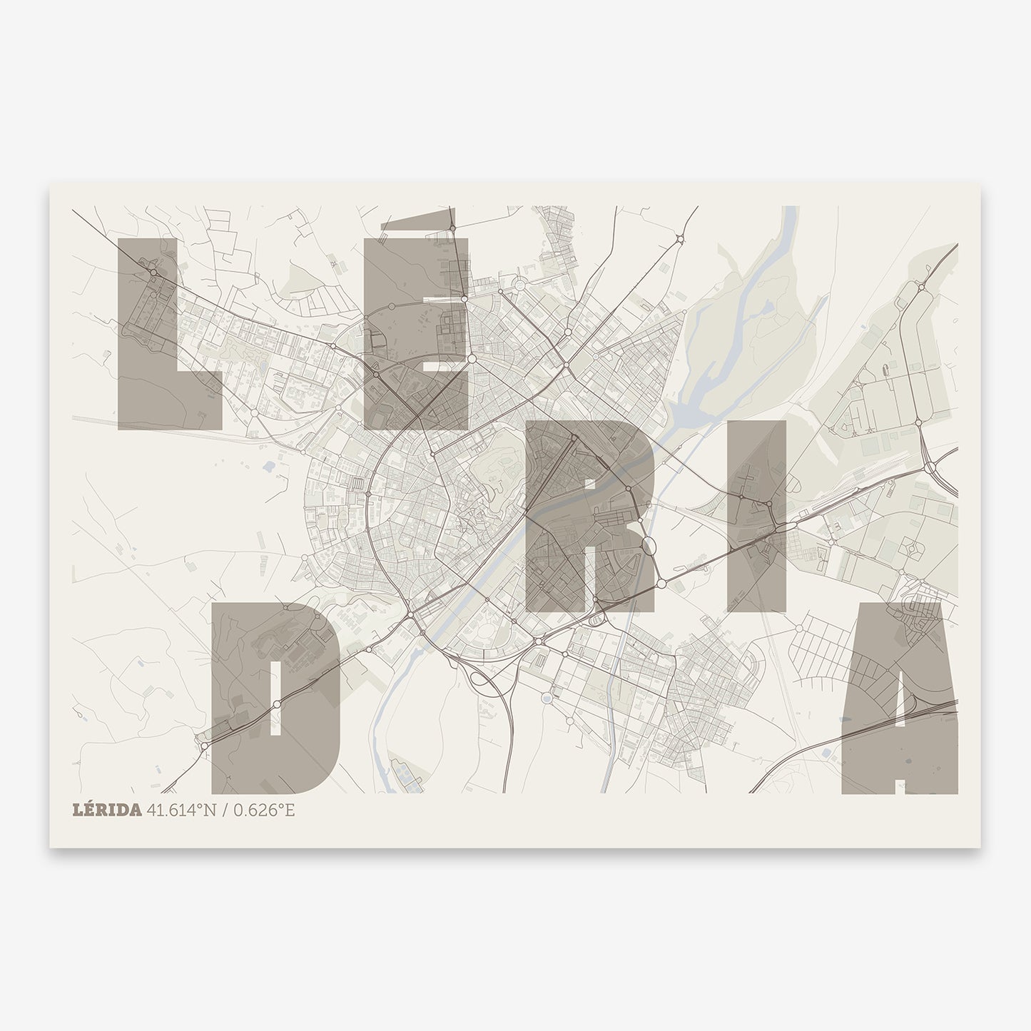 Lerida Map V08 Rustic / No Frame / No