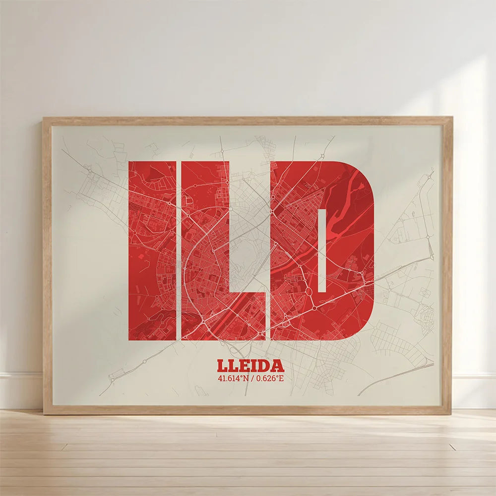 Lámina decorativa de Lleida – Arte tipográfico moderno