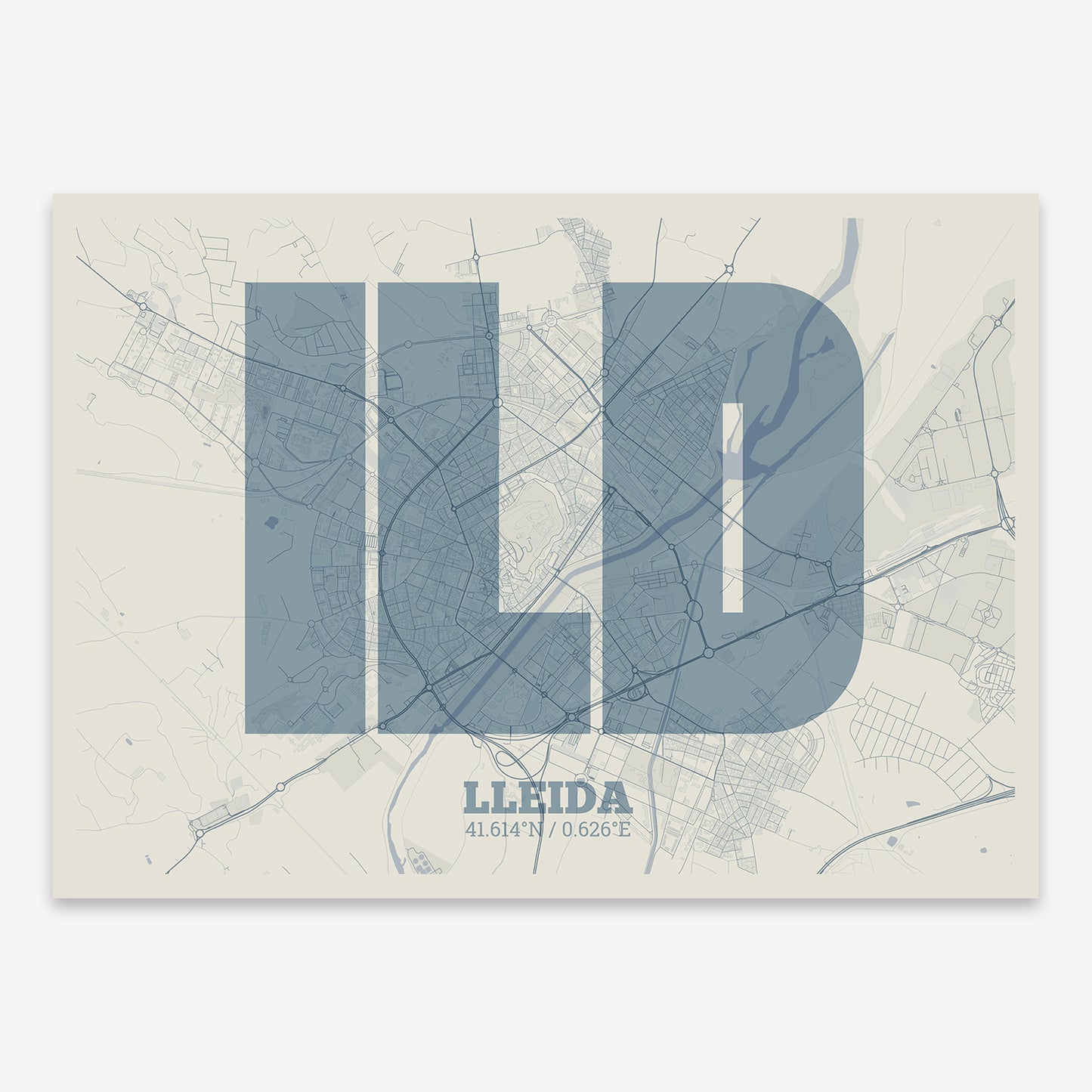 Lleida Map V02 Seaside / Frame / No