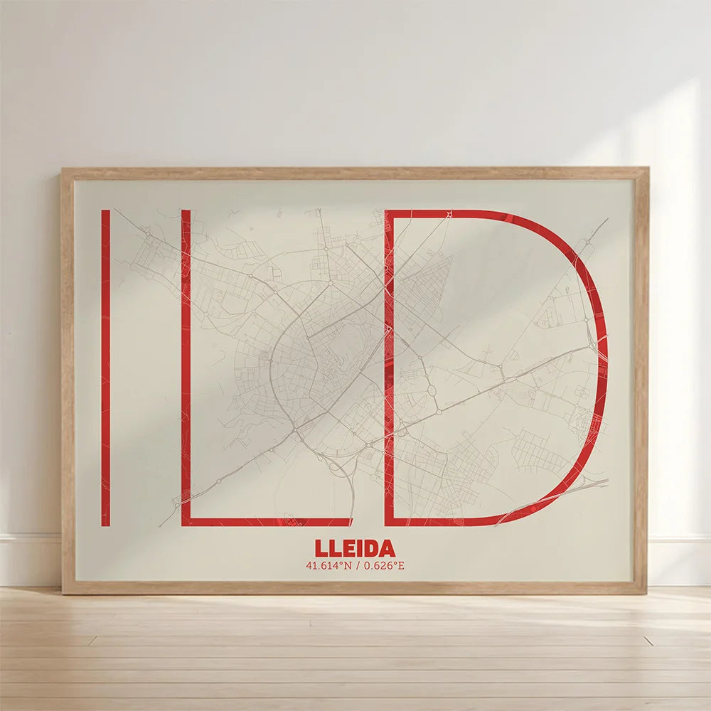 Póster decorativo de Lleida – Arte tipográfico ultrafino