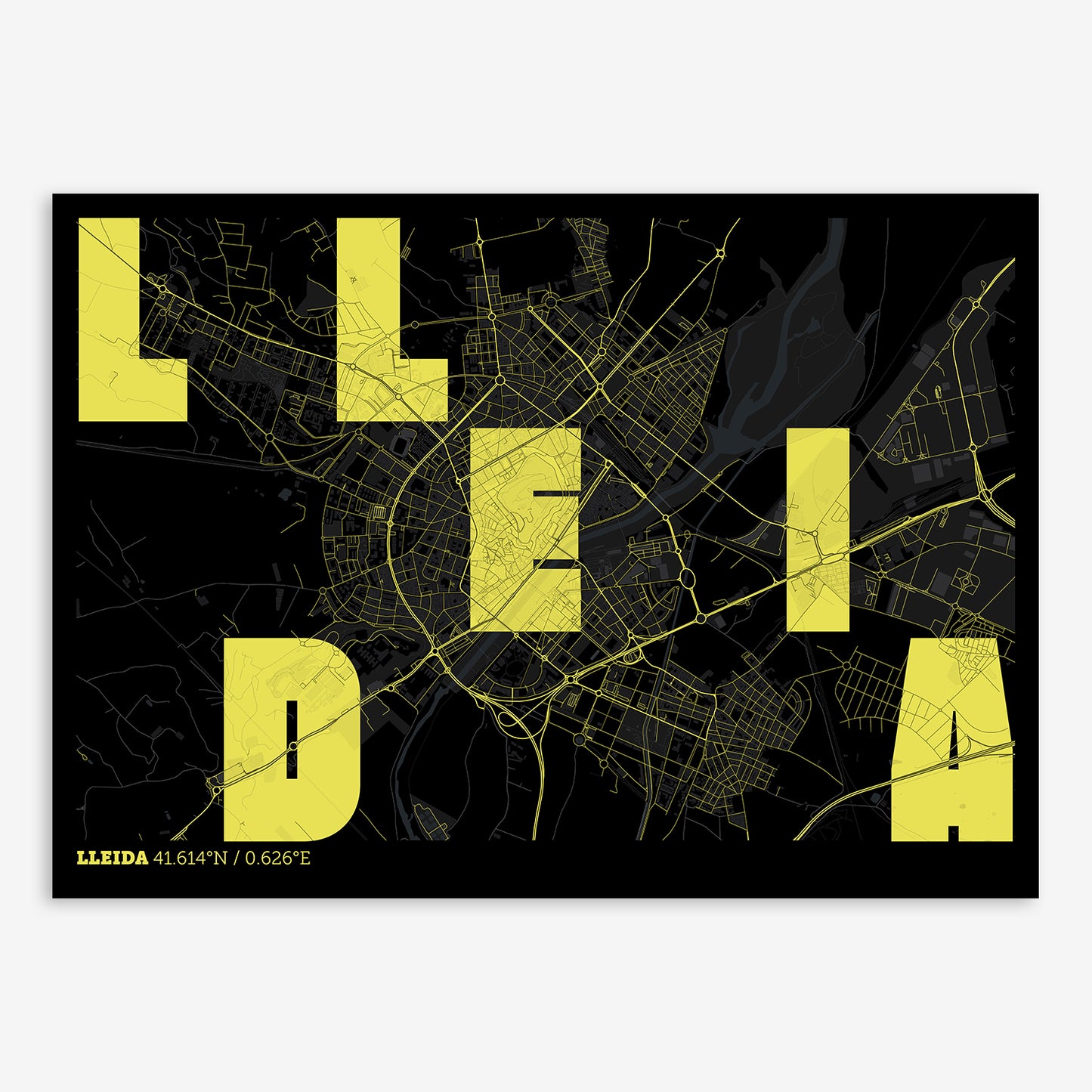 Lleida Map V08 Night / No Frame / No