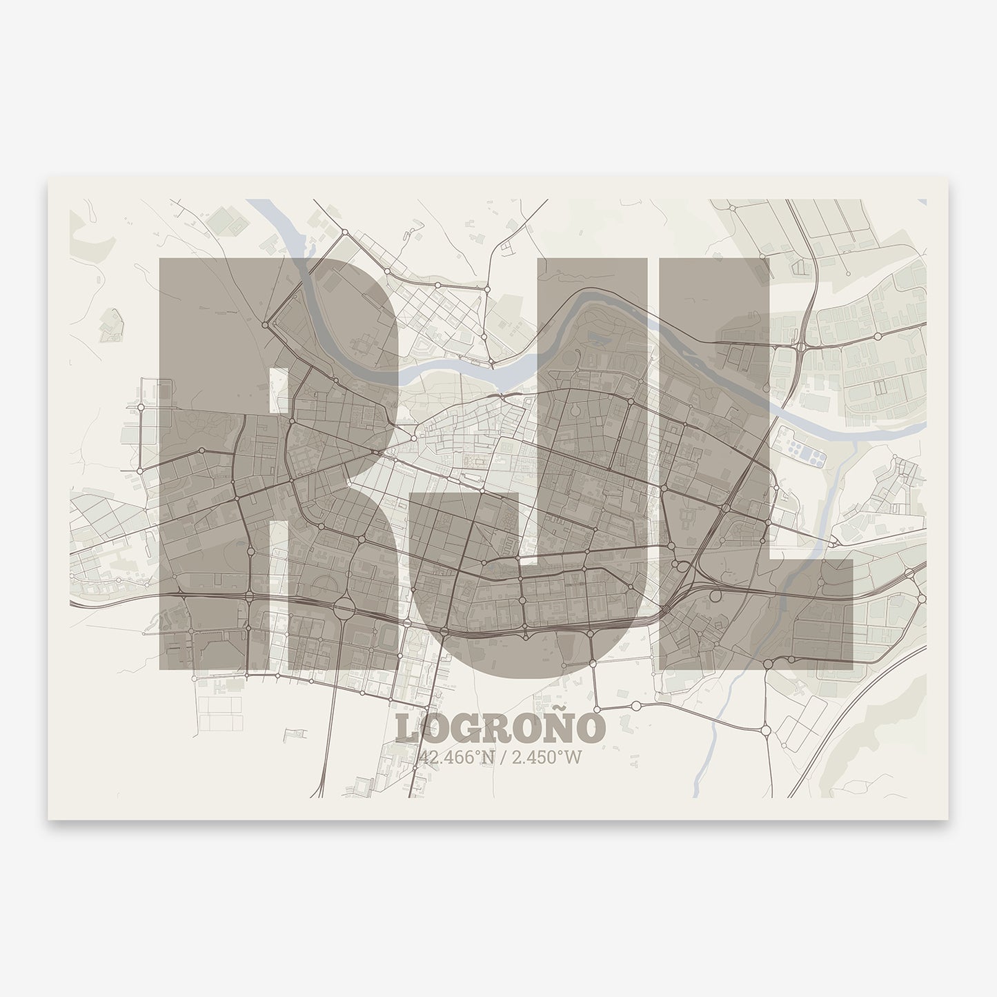 Logroño Map V02 Rustic / No Frame / No