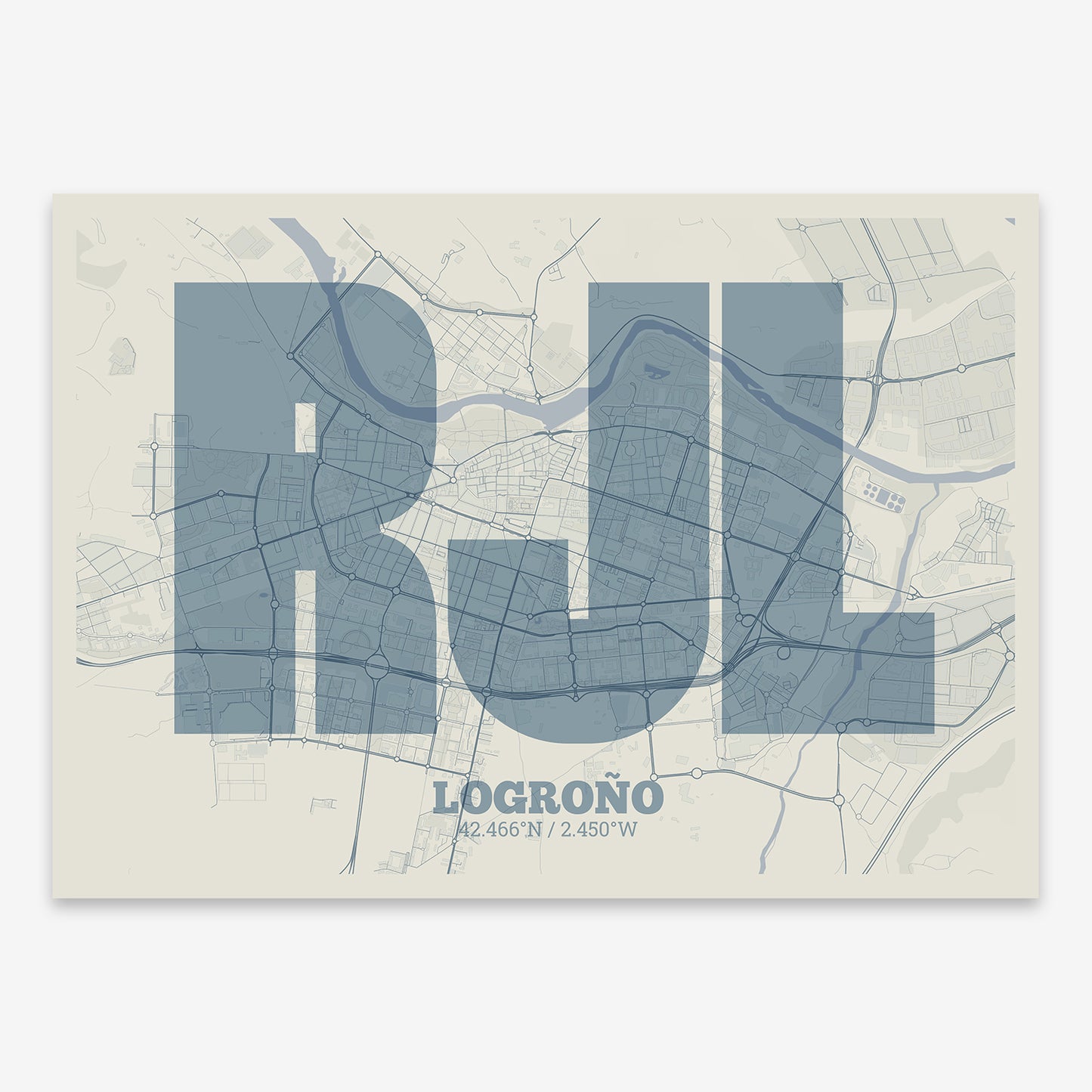 Logroño Map V02 Seaside / No Frame / Yes