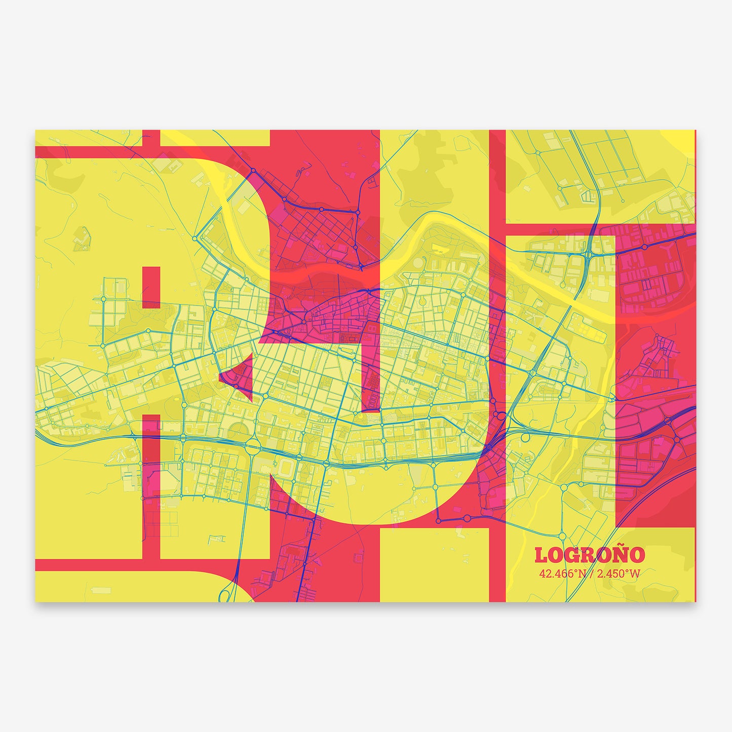 Logroño Map V03 Miami / No Frame / Yes