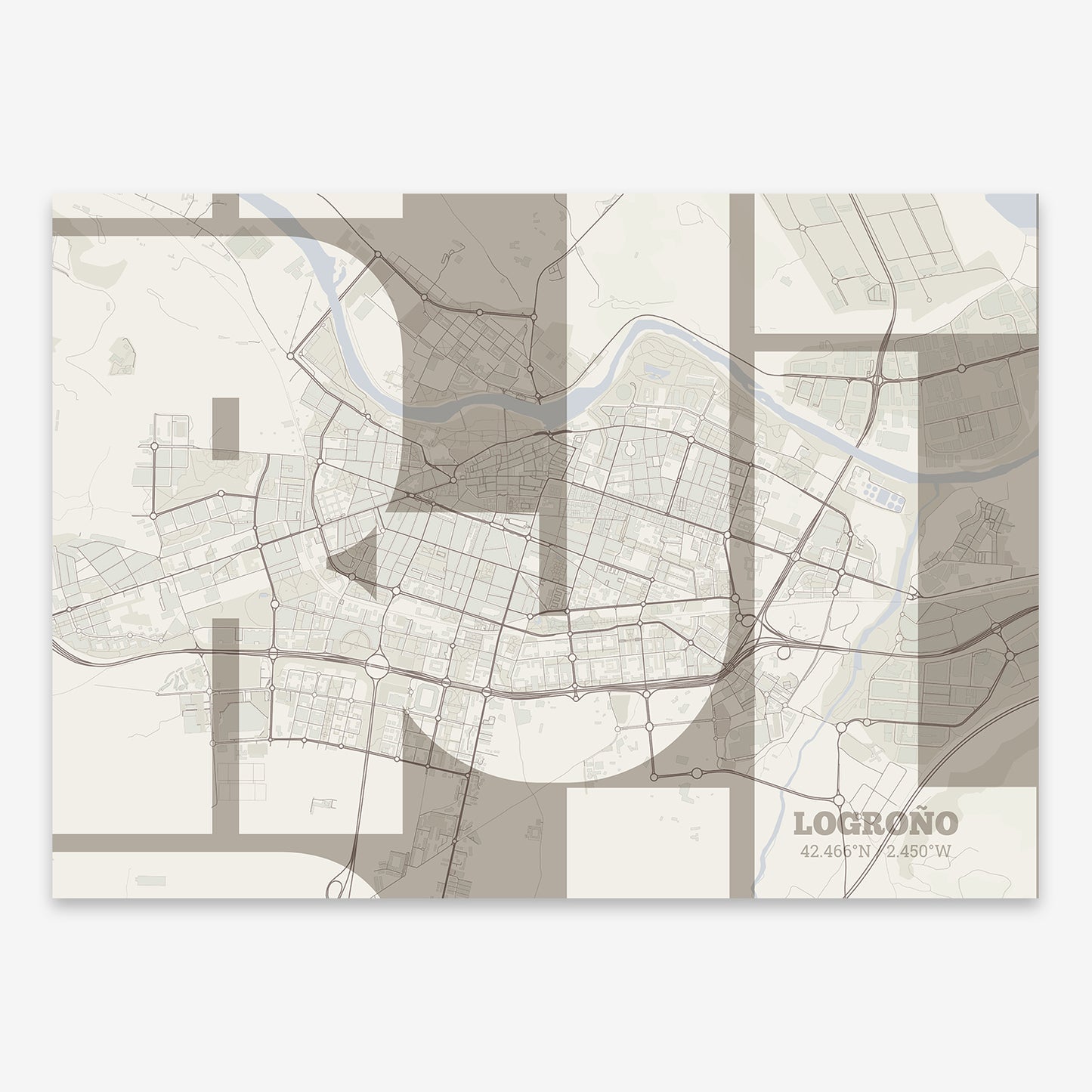 Logroño Map V03 Rustic / No Frame / No