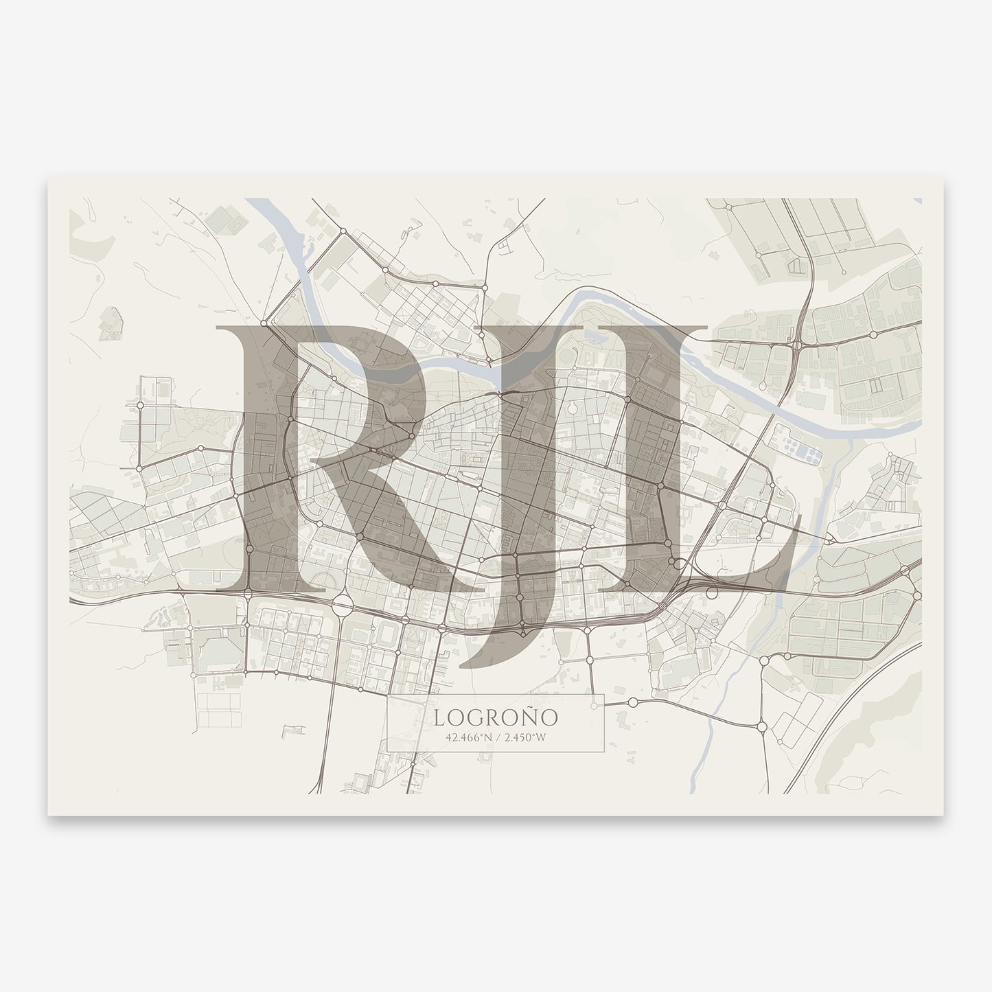 Logroño Map V06 Rustic / Frame / No