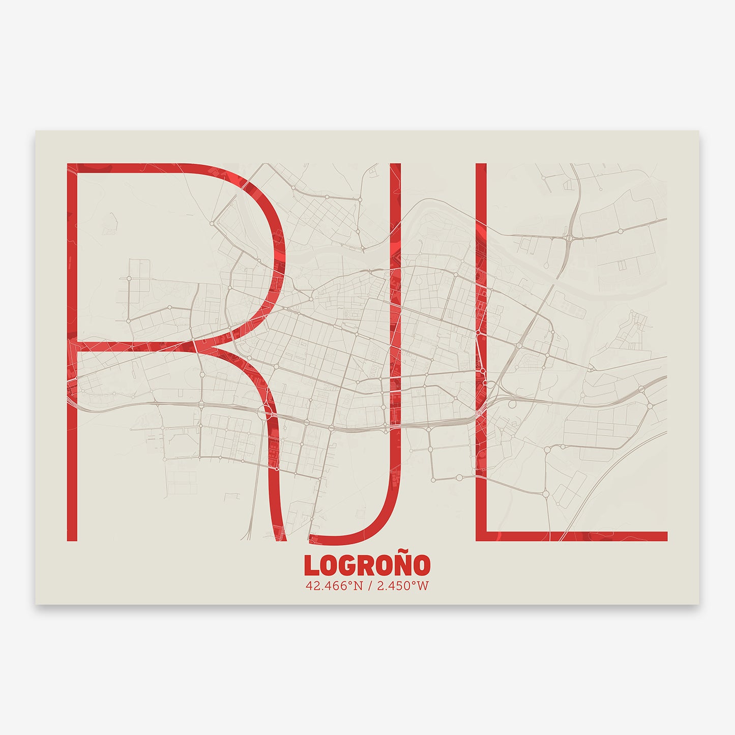 Logroño Map V07 Boho / No Frame / No