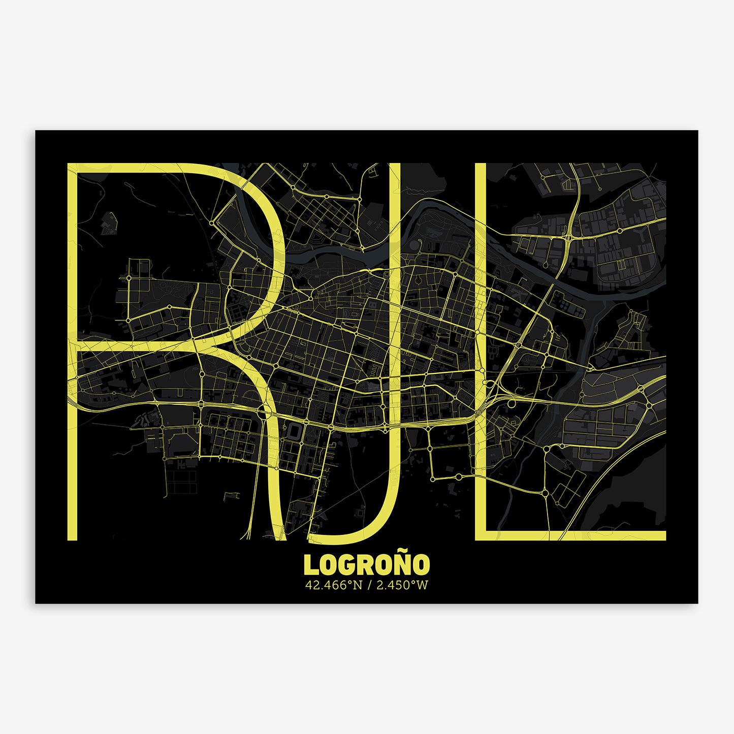 Logroño Map V07 Night / No Frame / No