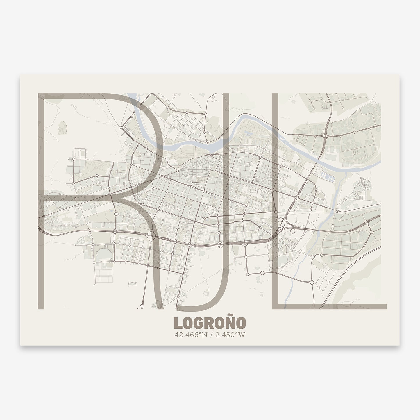 Logroño Map V07 Rustic / No Frame / No