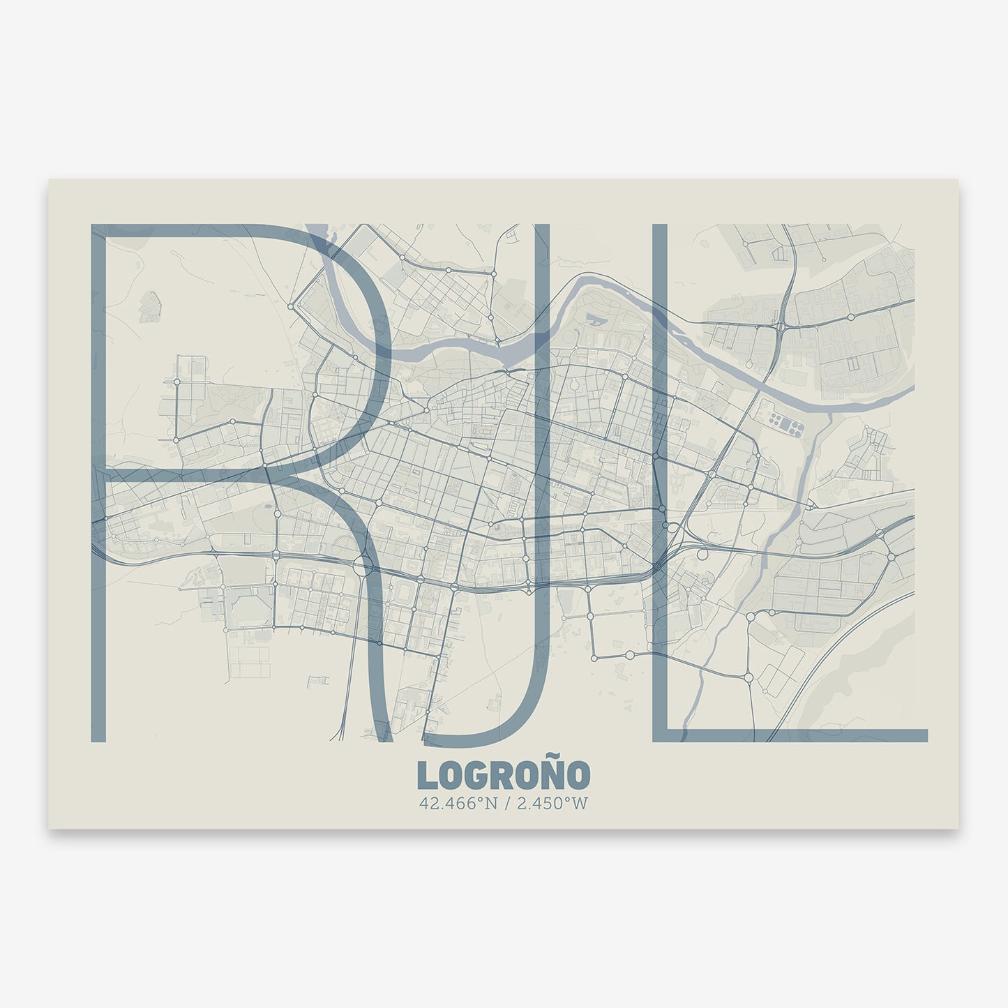 Logroño Map V07 Seaside / No Frame / Yes