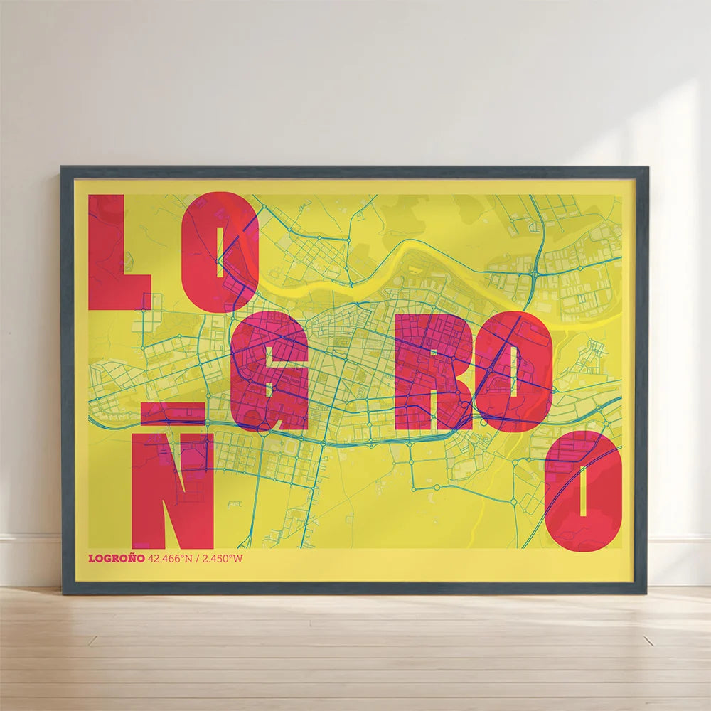 Lámina creativa de Logroño – Diseño gráfico y tipografía sobre mapa