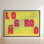 Lámina creativa de Logroño – Diseño gráfico y tipografía sobre mapa