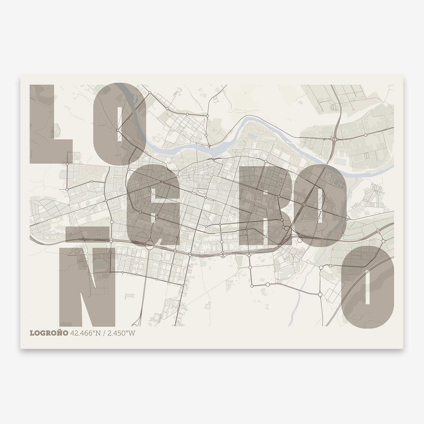 Logroño Map V08 Rustic / No Frame / No