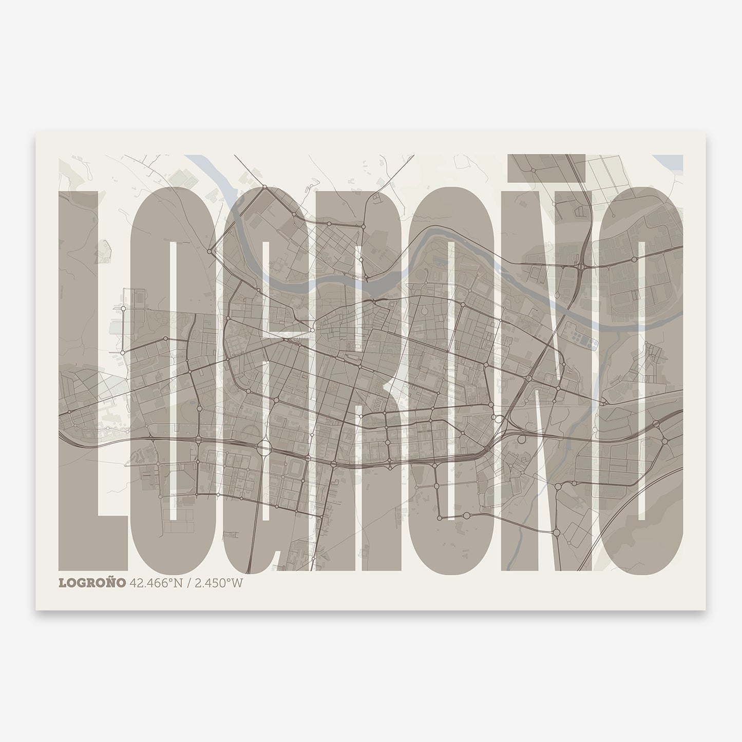 Logroño Map V09 Rustic / No Frame / No