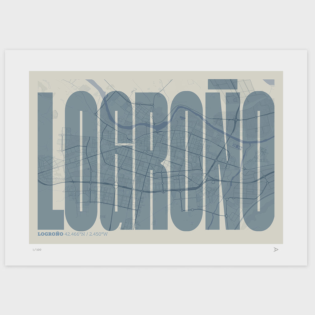 Lámina tipográfica de Logrono – diseño Extra Comprimida, sin marco sobre papel