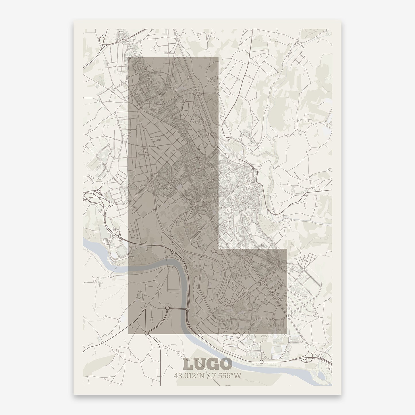 Lugo Map V02 Rustic / No Frame / No