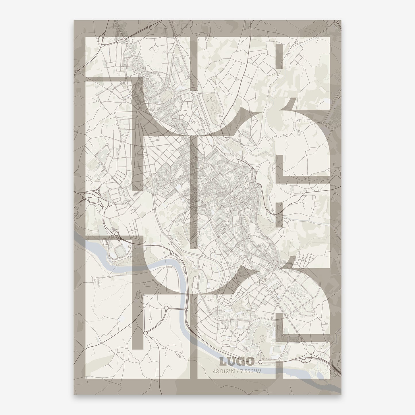 Lugo Map V03 Rustic / Frame / No