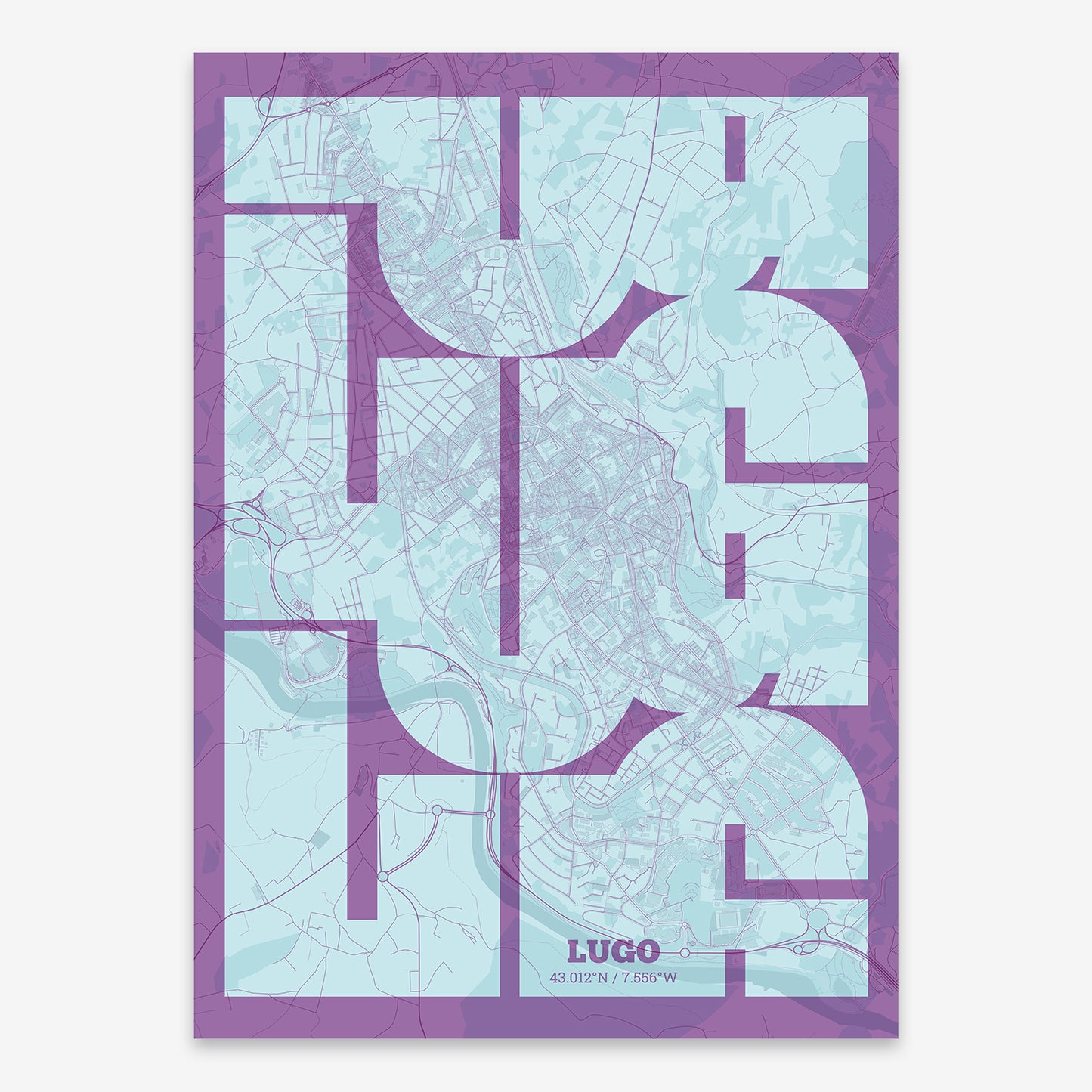 Lugo Map V03 Shabby / Frame / Yes