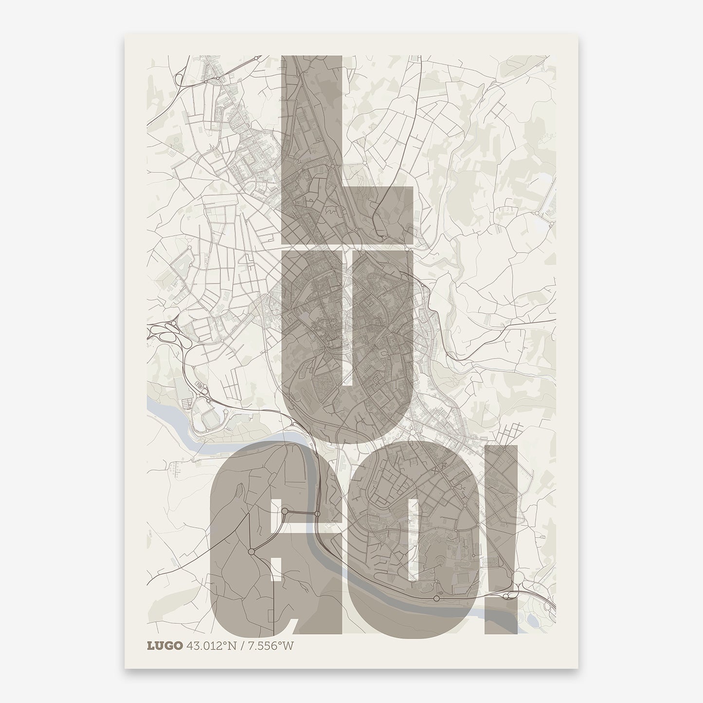 Lugo Map V08 Rustic / Frame / Yes