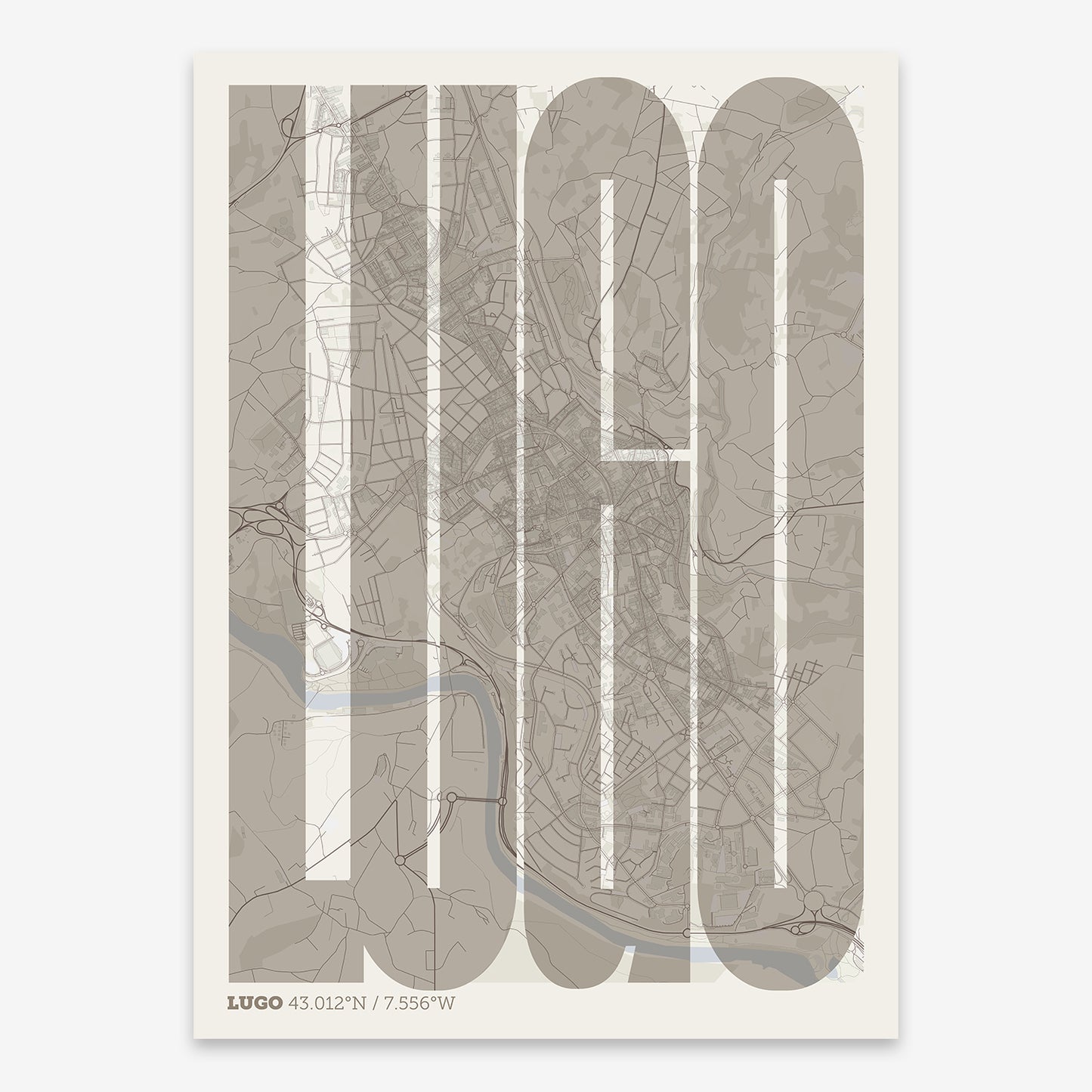 Lugo Map V09 Rustic / Frame / Yes