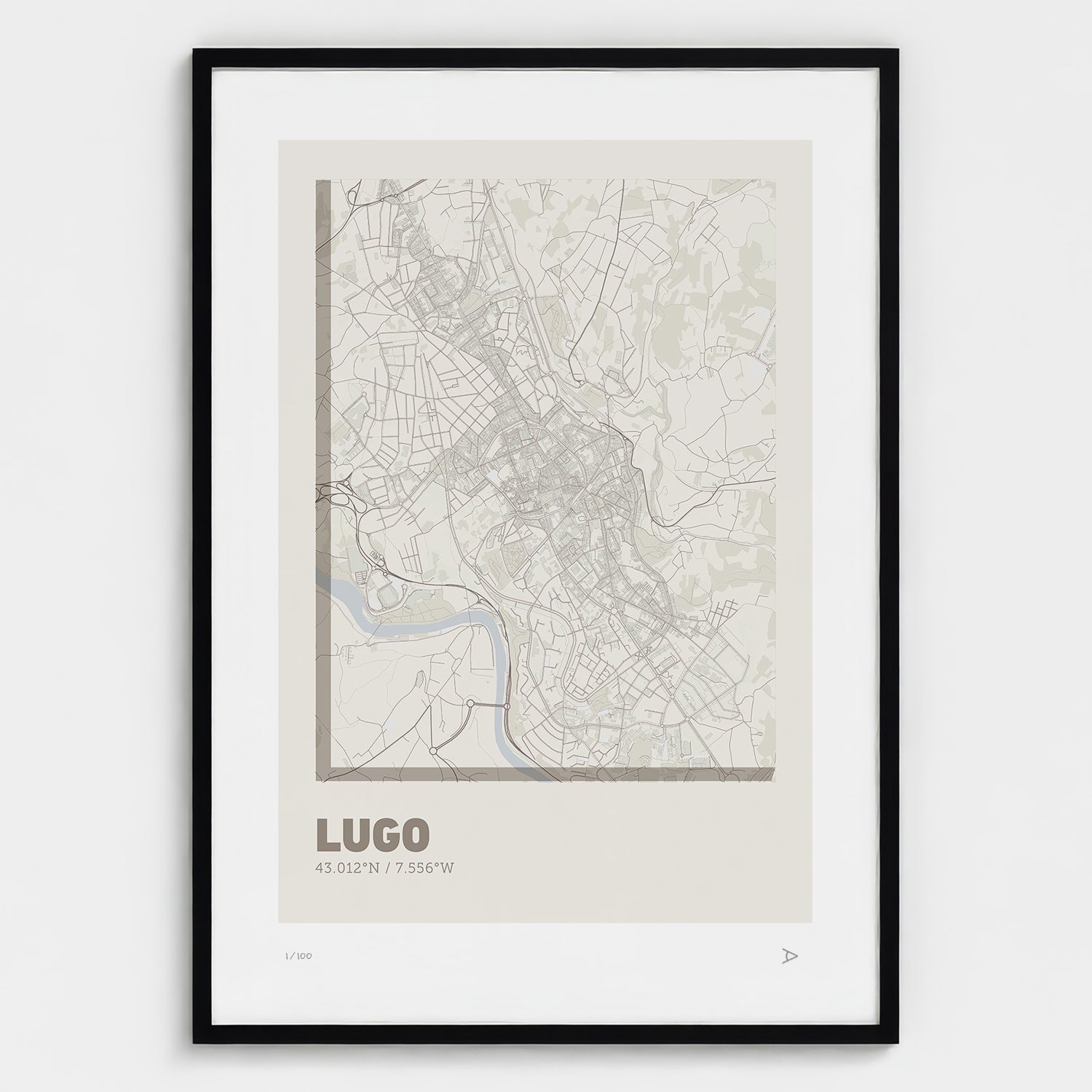 Lámina tipográfica de Lugo – diseño Ultrafina, marco negro