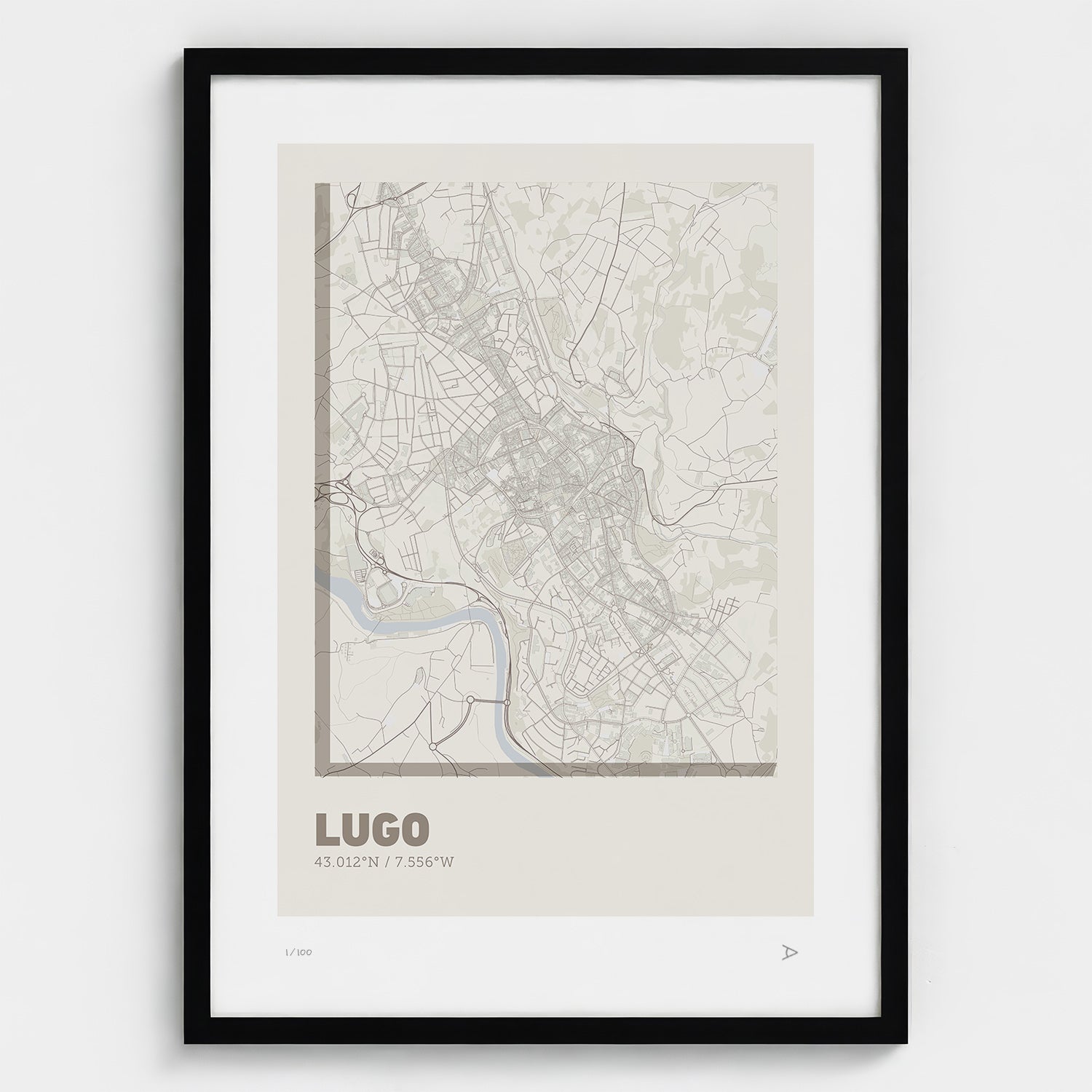 Lámina tipográfica de Lugo – diseño Ultrafina, marco negro