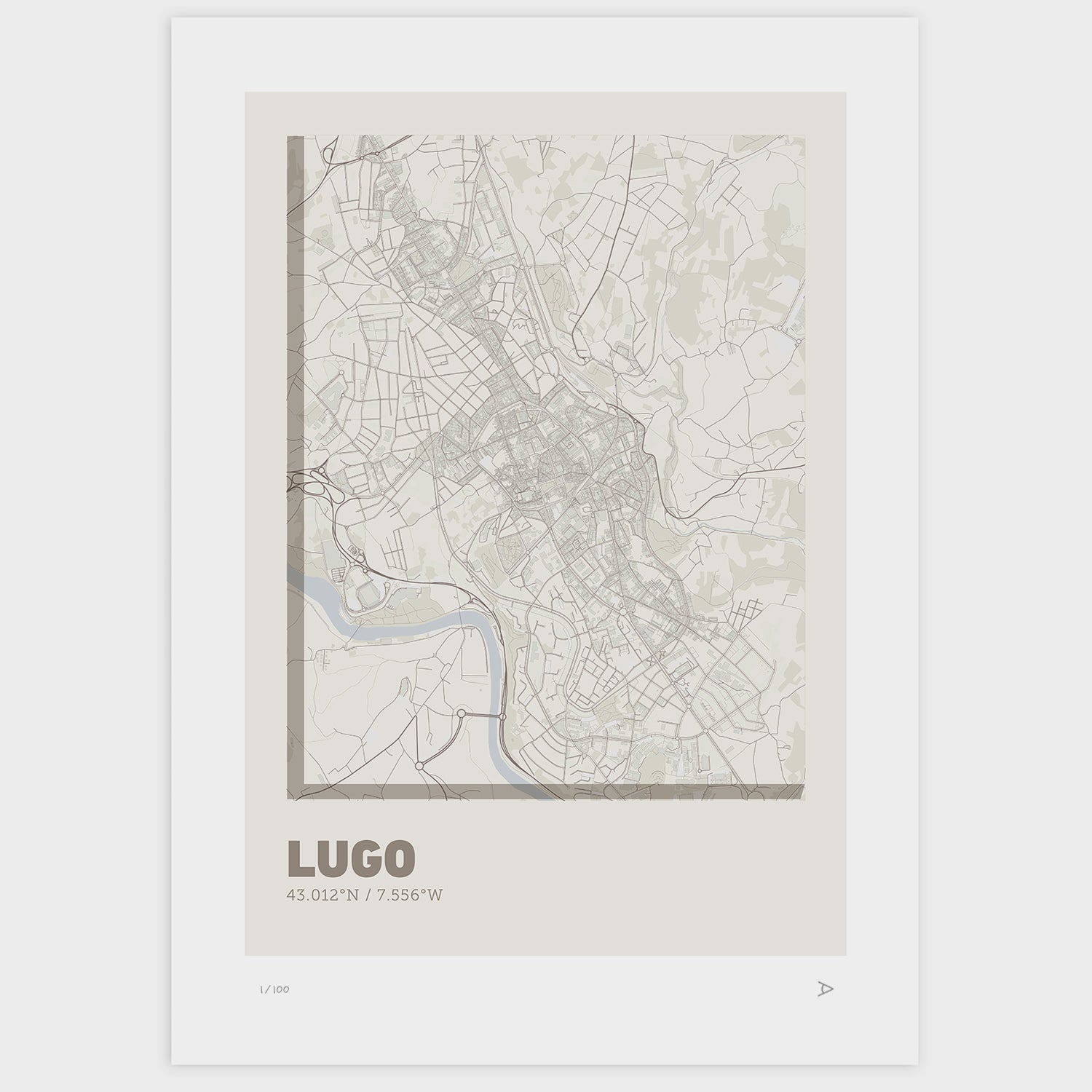 Lámina tipográfica de Lugo – diseño Ultrafina, sin marco sobre papel