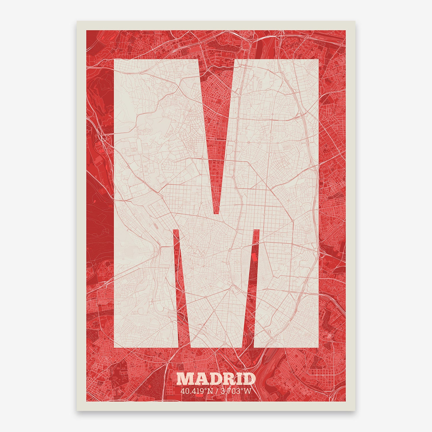 Madrid Map V02 Boho / No Frame / No