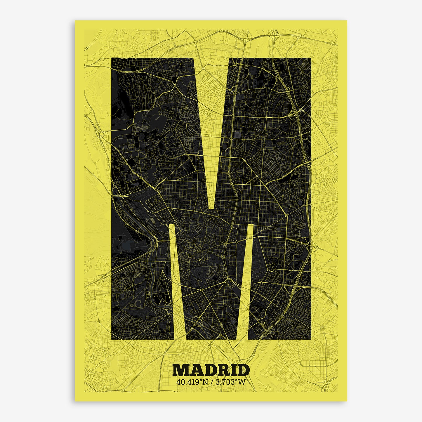 Madrid Map V02 Night / No Frame / No