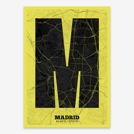 Madrid Map V02 Night / Frame / Yes