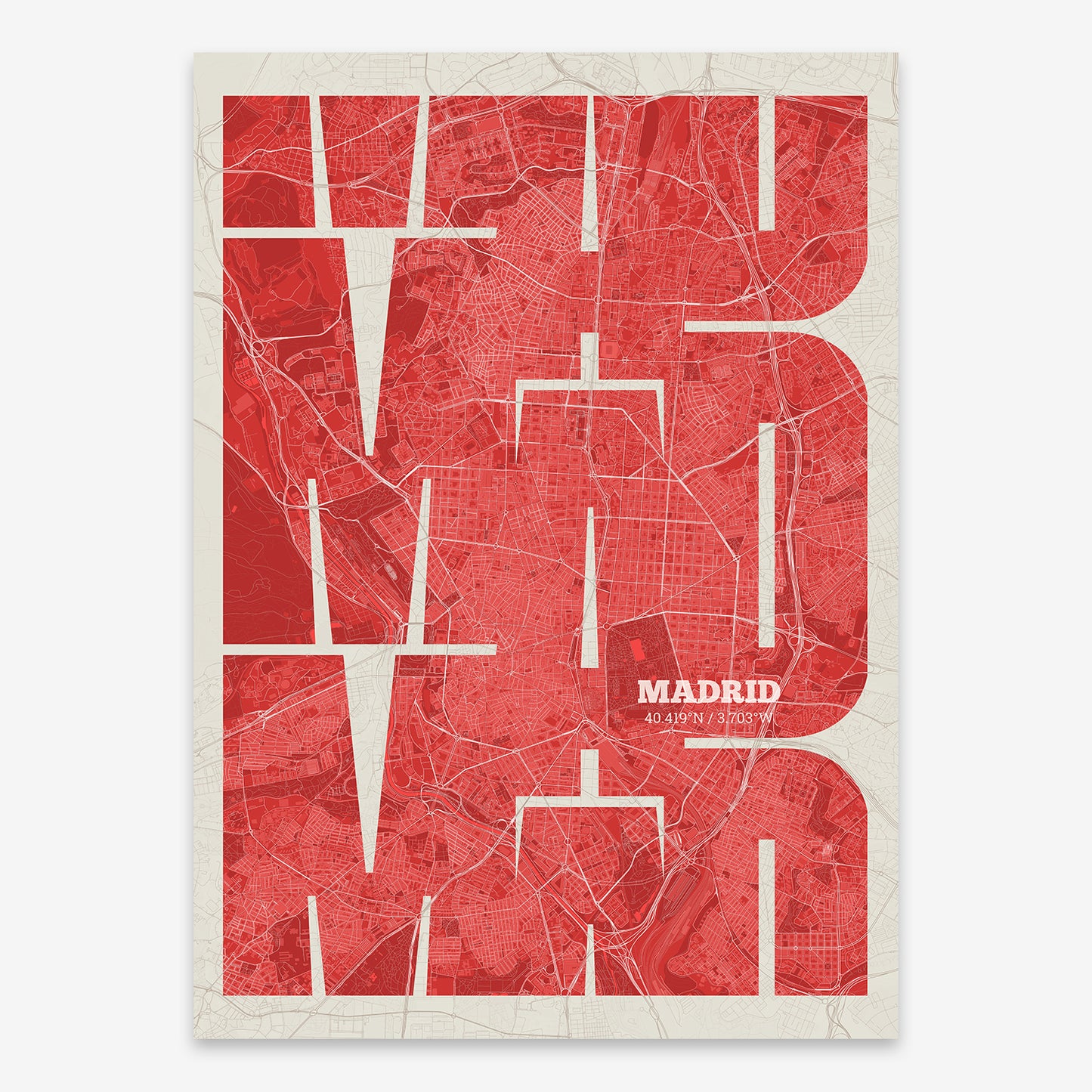 Madrid Map V03 Boho / No Frame / No