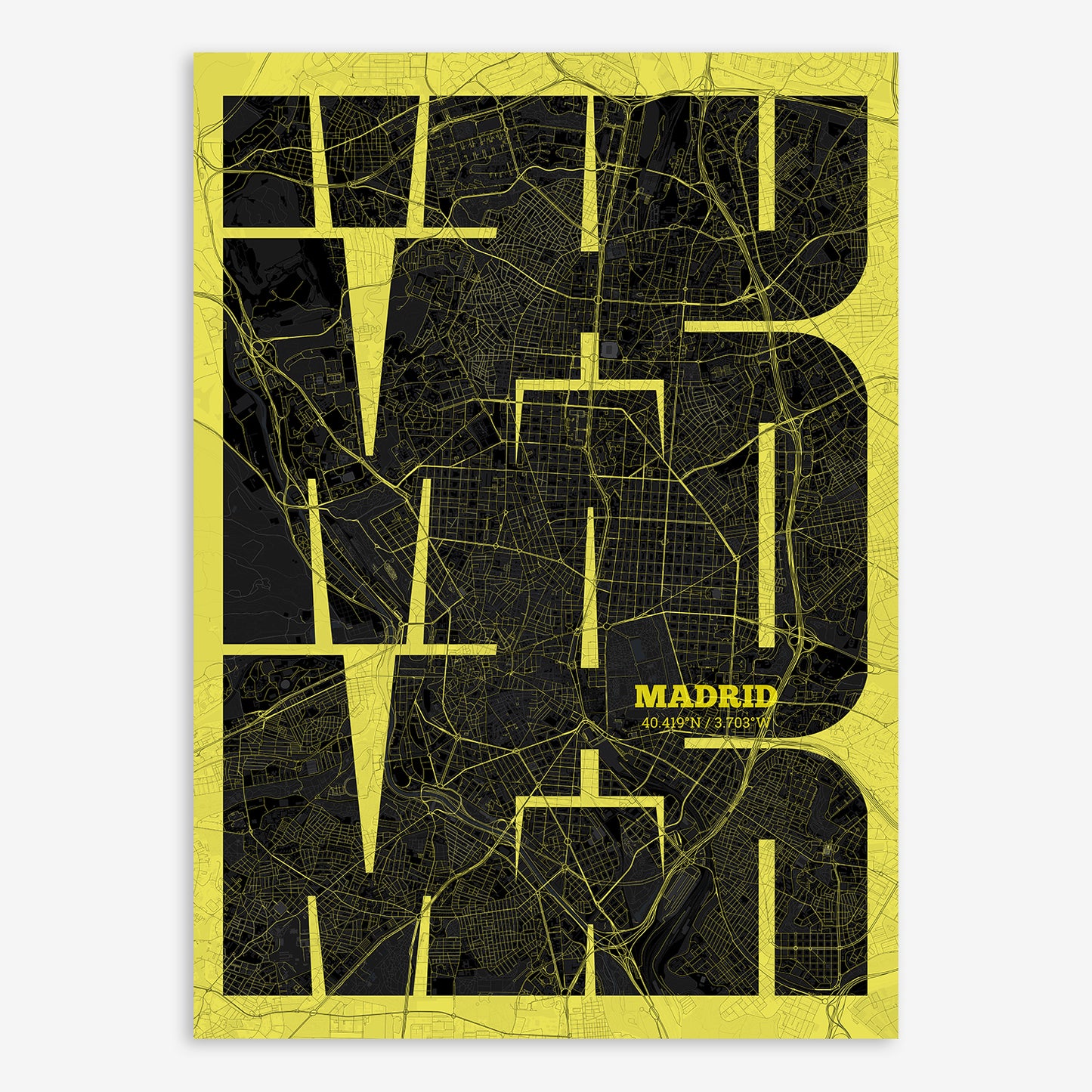 Madrid Map V03 Night / No Frame / No