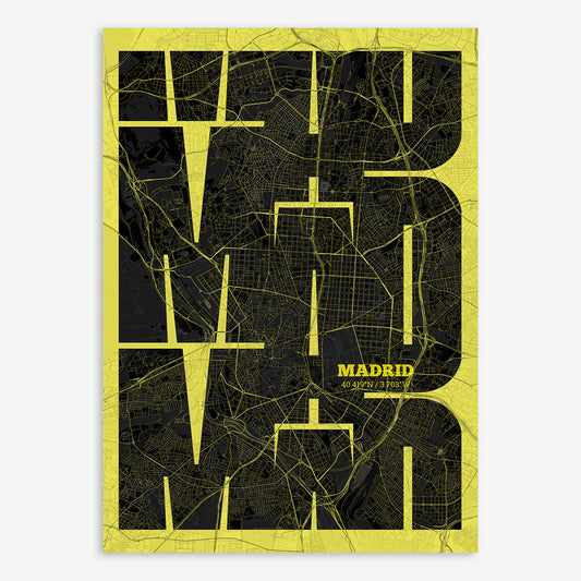 Madrid Map V03 Night / Frame / Yes