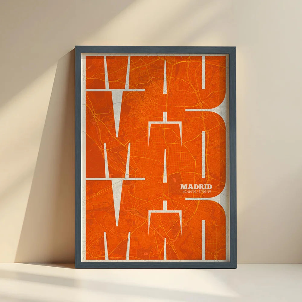 Artistic poster of Madrid with geometric typography - Custom decoration