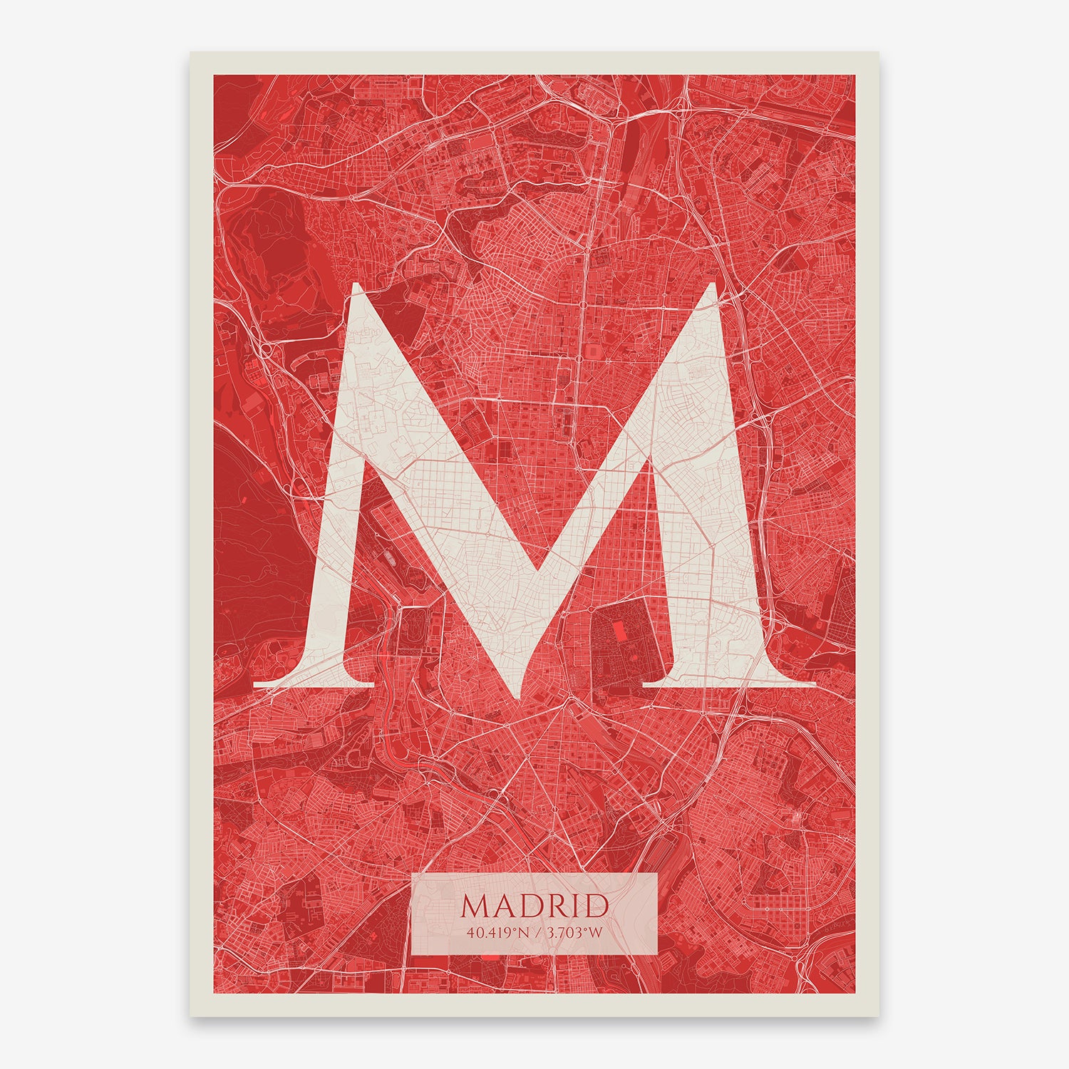 Madrid Map V06 Boho / No Frame / No