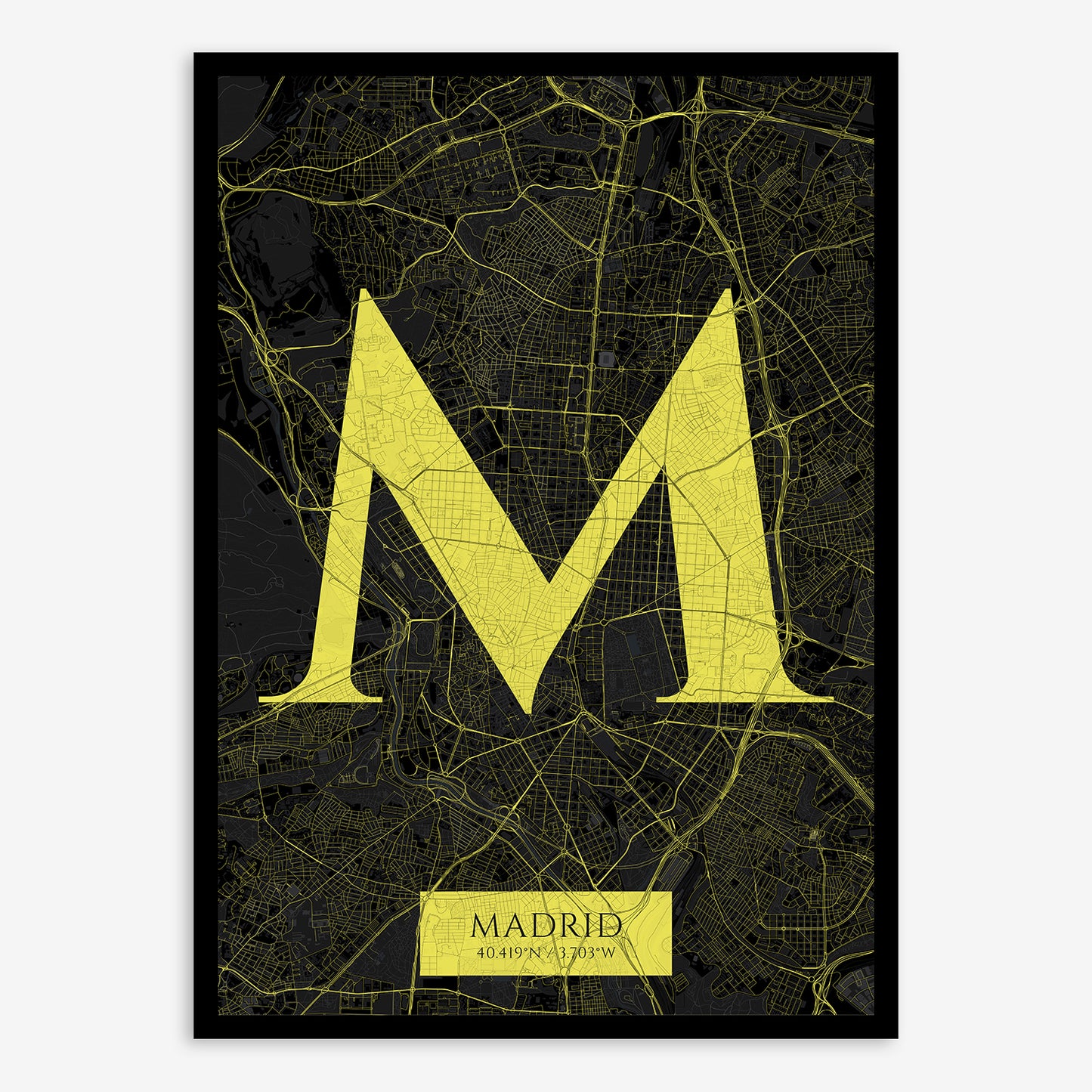 Madrid Map V06 Night / Frame / No