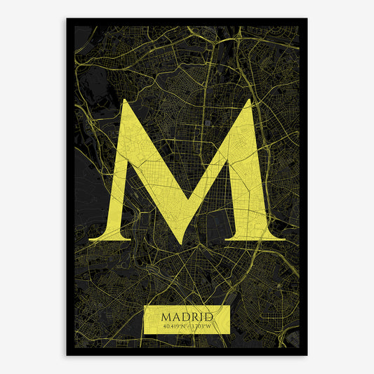 Madrid Map V06 Night / Frame / Yes